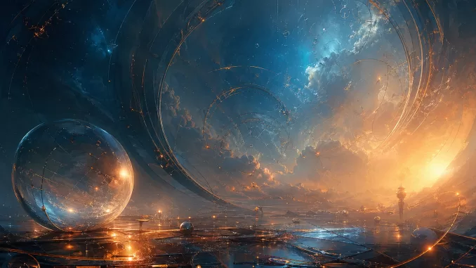 Abstract sci-fi mystery featured image for AbramsFans Fringe article with warm amber and cool blue light and scientific textures