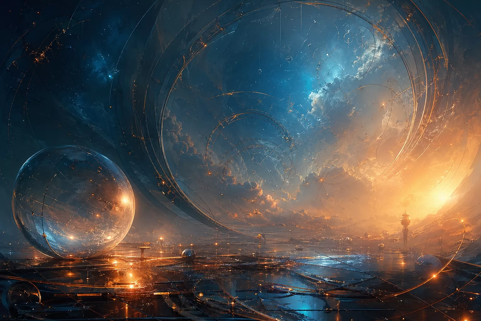 Abstract sci-fi mystery featured image for AbramsFans Fringe article with warm amber and cool blue light and scientific textures